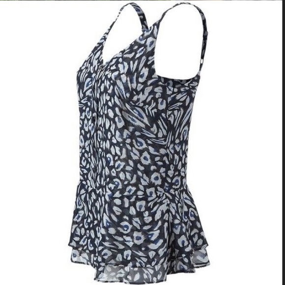 CAbi Purr blue leopard peplum tank - Picture 2 of 8